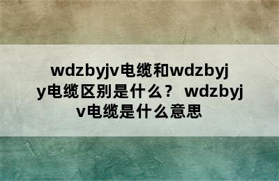 wdzbyjv电缆和wdzbyjy电缆区别是什么？ wdzbyjv电缆是什么意思